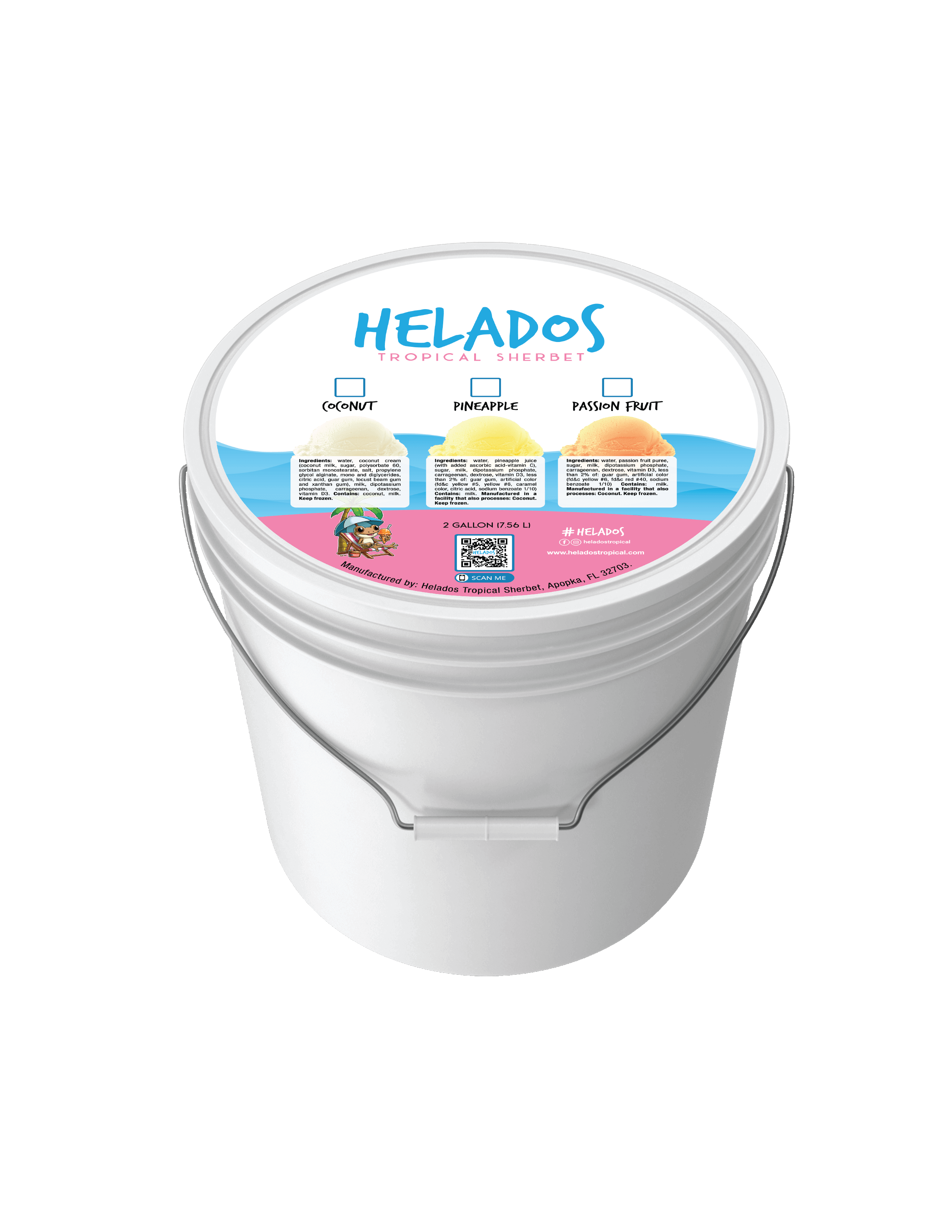 Helados 2 gallon Coconut Pineapple Passion Fruit