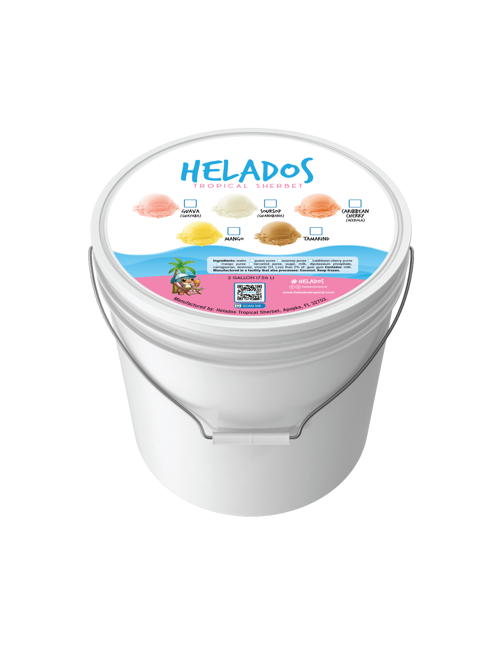 Helados 2 gallon Guava Soursop Caribbean Cherry Mango Tamarind